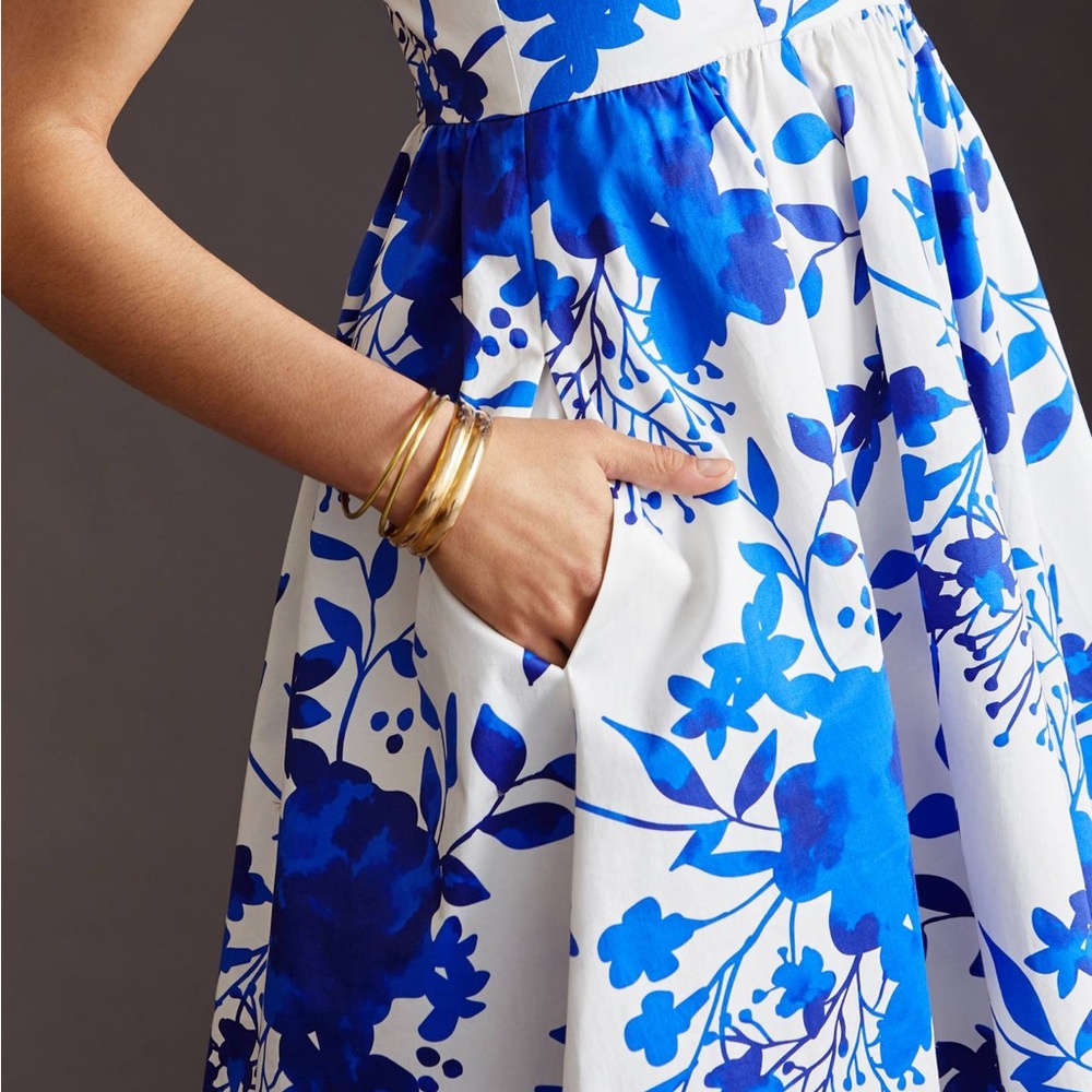 Anthropologie Blue and White Floral Jumpsuit - Picture 3 of 11